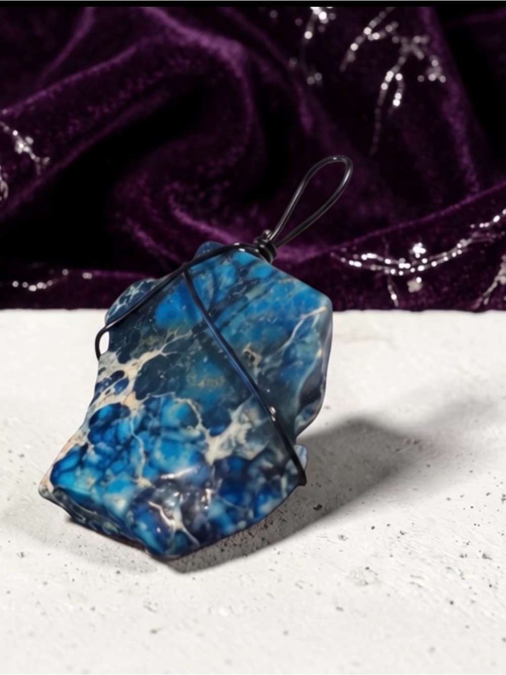 Blue Imperial Jasper Wire Wrapped Pendant   ✨ Hand Crafted ✨